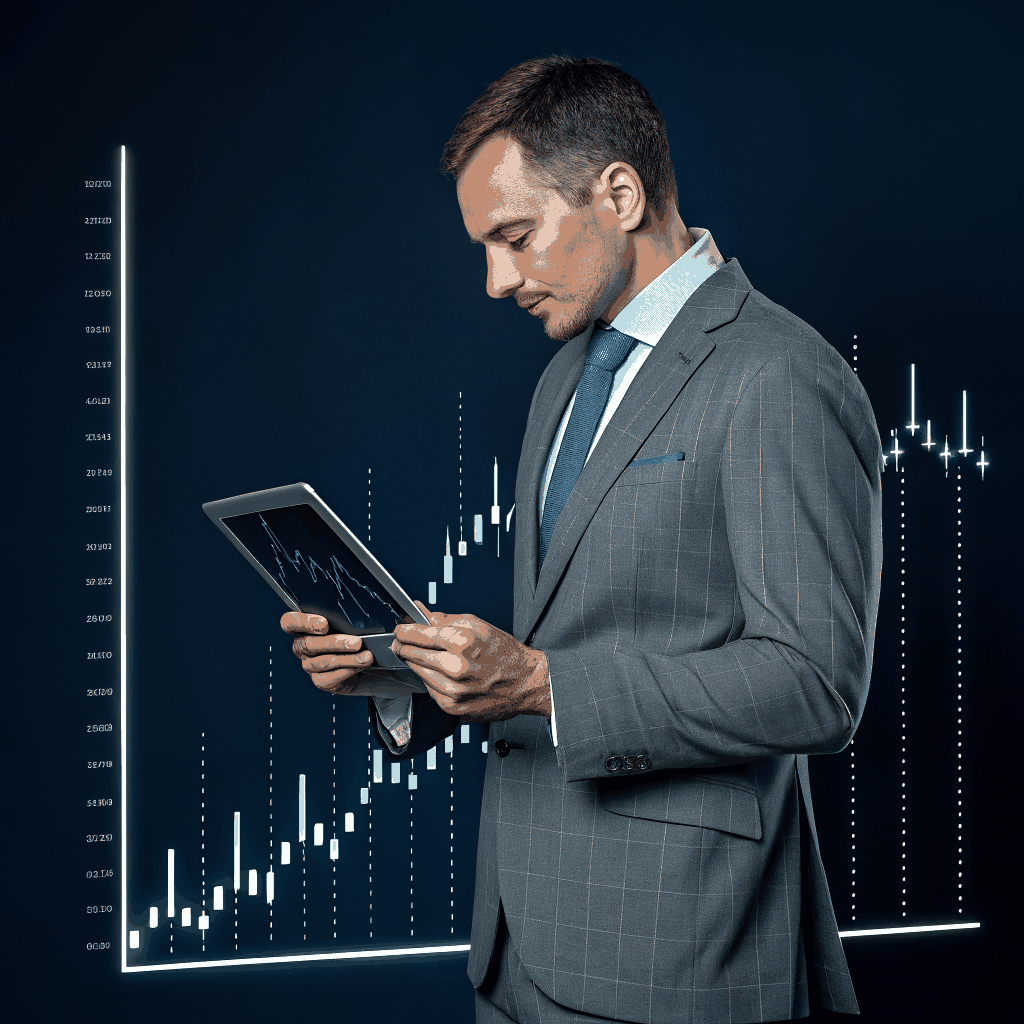 Institutional executive analyzing market data on a professional trading terminal